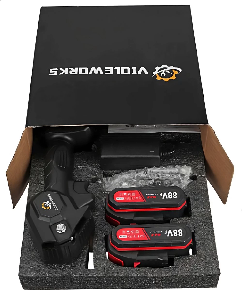 Violeworks® Accu Kettingzaag - Snoeizaag - Mini Kettingzaag - Handkettingzaag - Ook Voor Makita - Elektrische Kettingzaag - Elektrische Snoeischaar - Op Batterij - 2900 MAh - 1080W - 88V - Image 6