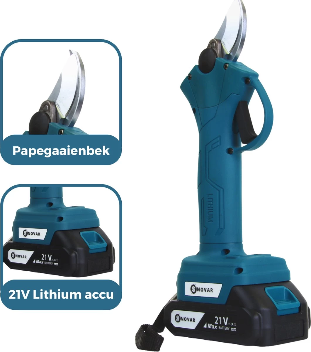 NovarGarden® Elektrische Snoeischaar NG1 - 2x Accu - Elektrisch - Takkenschaar - Op Batterij - 28mm - Image 7