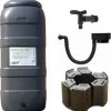 Luxe Voordeelset 100L Antraciet Rainsaver Regenton + Kraan + Voet + Vulautomaat| Muurmodel