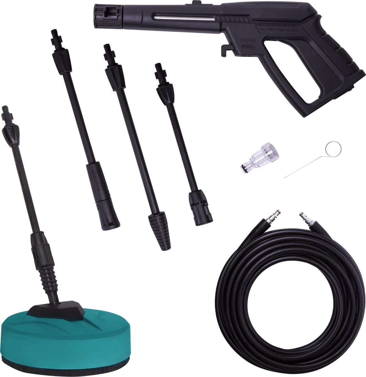 VONROC Hogedrukreiniger V18-2 1800W – 140 Bar – 420 L/h – Incl. 8m Slang, Geïntegreerde Reinigingsmiddelen Tank, Terrasreiniger, Spuitstukken En Accessoires - Afbeelding 9