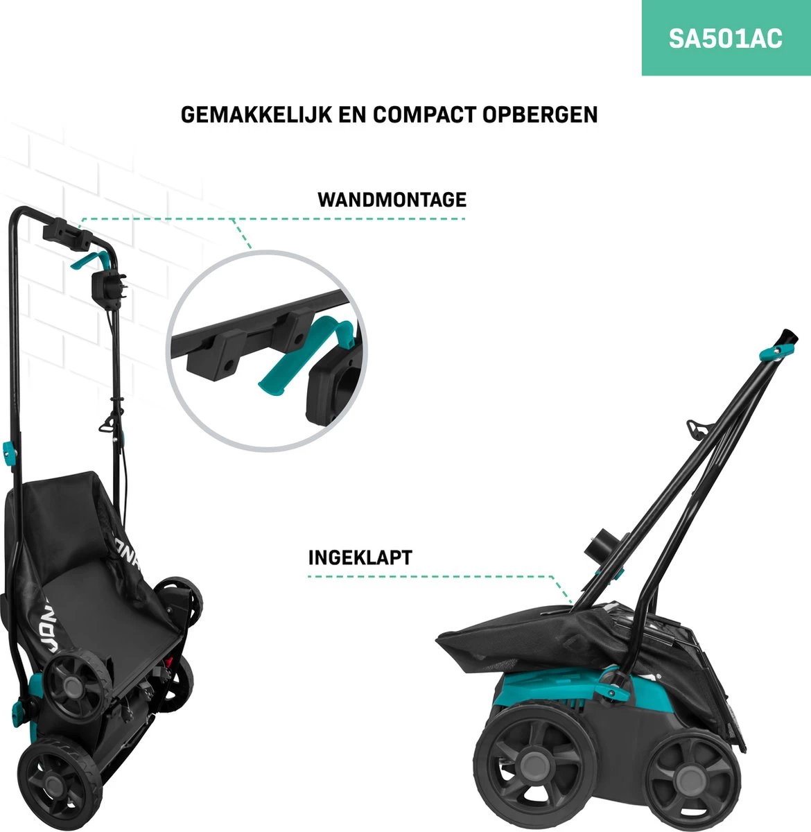 VONROC Elektrische Verticuteermachine - Gazonbeluchter – 1300W – Maaibreedte 320 Mm – 4 Dieptestanden (12/9/6/3 Mm) – Incl. 35L. Opvangbak - Image 4