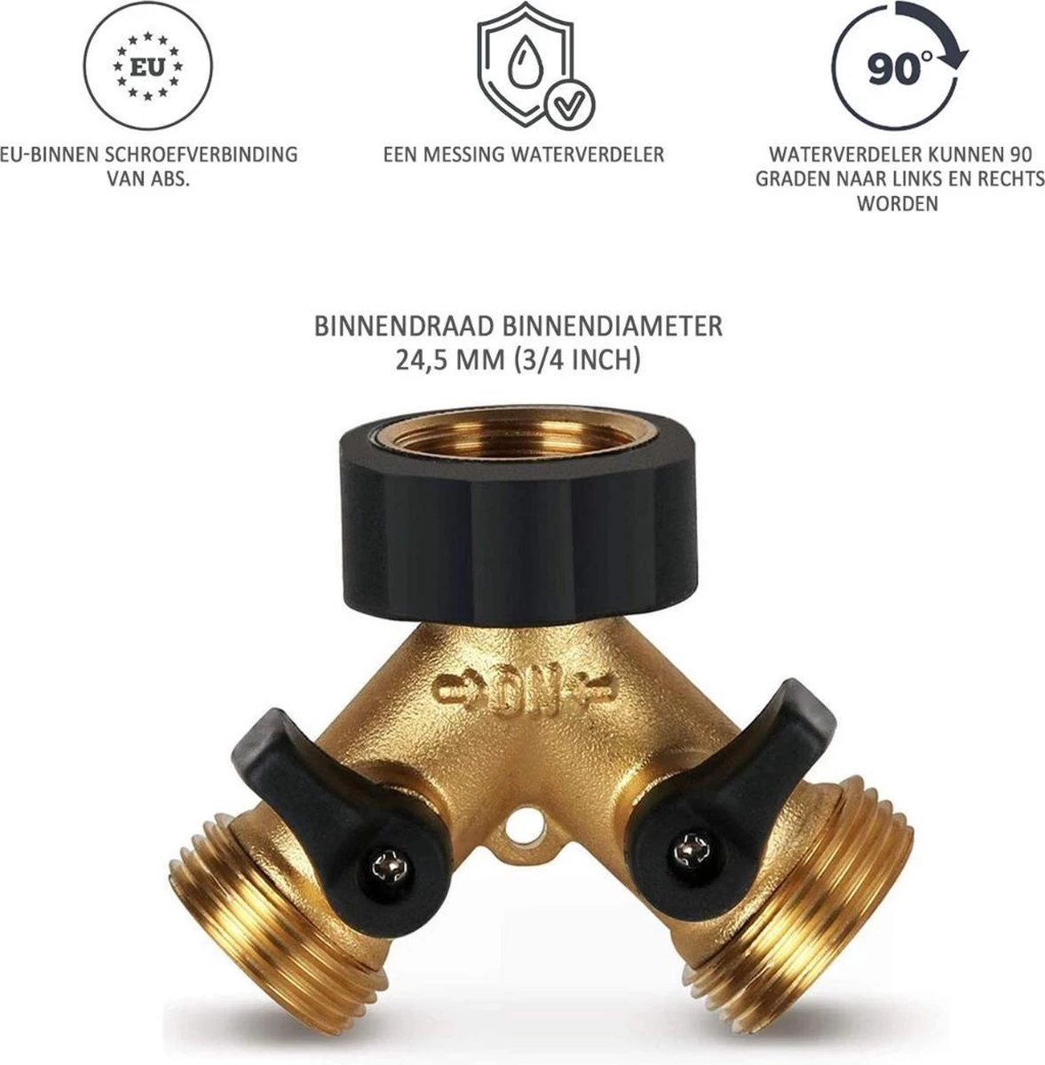 Y Stuk Kraan - Kraan Splitter - Waterverdeler - Buitenkraan - Waterverdeler 2 Weg – Messing - Afzonderlijk Af Te Sluiten - Image 6