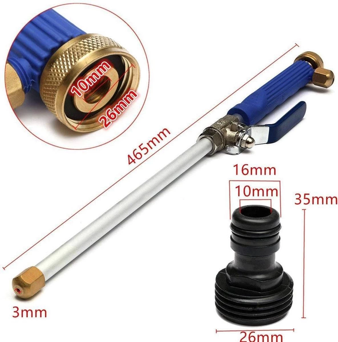 Merkloos Hogedruk-waterjet-Waterspuit-tuinslang | Spuitpistool Aansluiting Op Tuinslang | Hogedruk Waterpistool, Bevestiging Voor Tuinsproeier- Auto Wassen- Terras/tuin Reiniger - Afbeelding 3