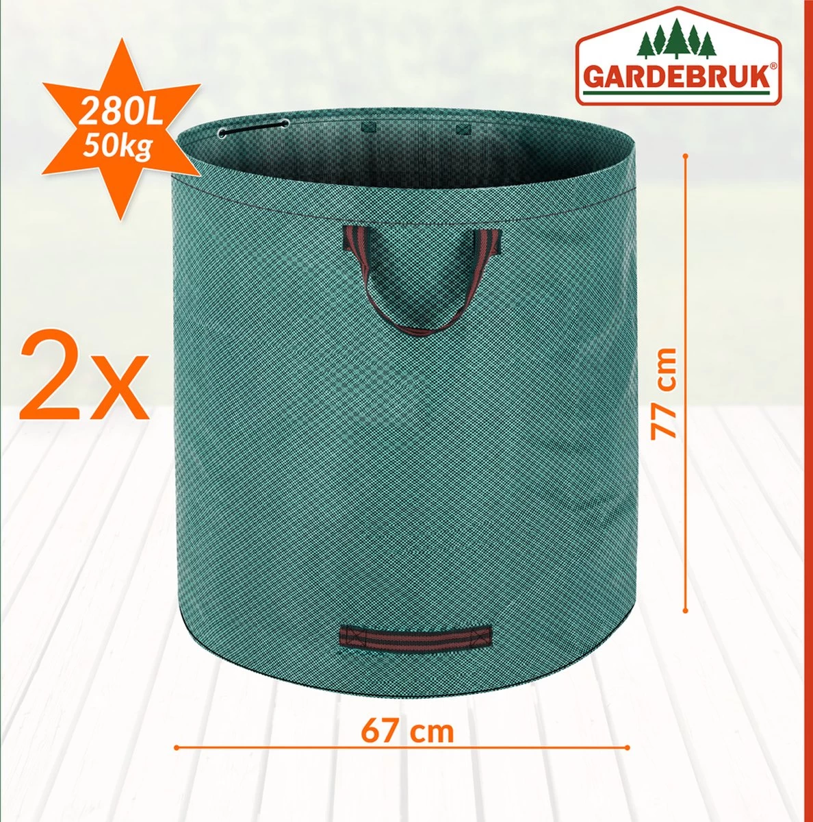 Gardebruk Tuinafvalzak - 2 Stuks 280L – 77x67cm/Opvouwbaar - Groen - Image 2
