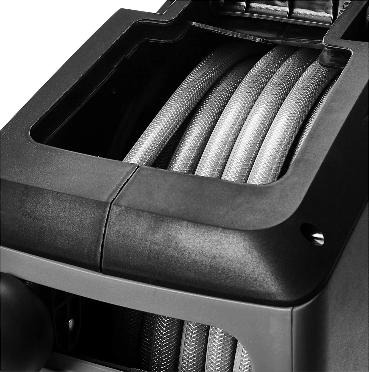 CoolHome Wandslangenbox 30 Meter + 2 Meter - Tuinslang Met Haspel- Slangenhouder 180° Draaibaar - Tuinslanghaspel Zwart - Grijs - Image 3