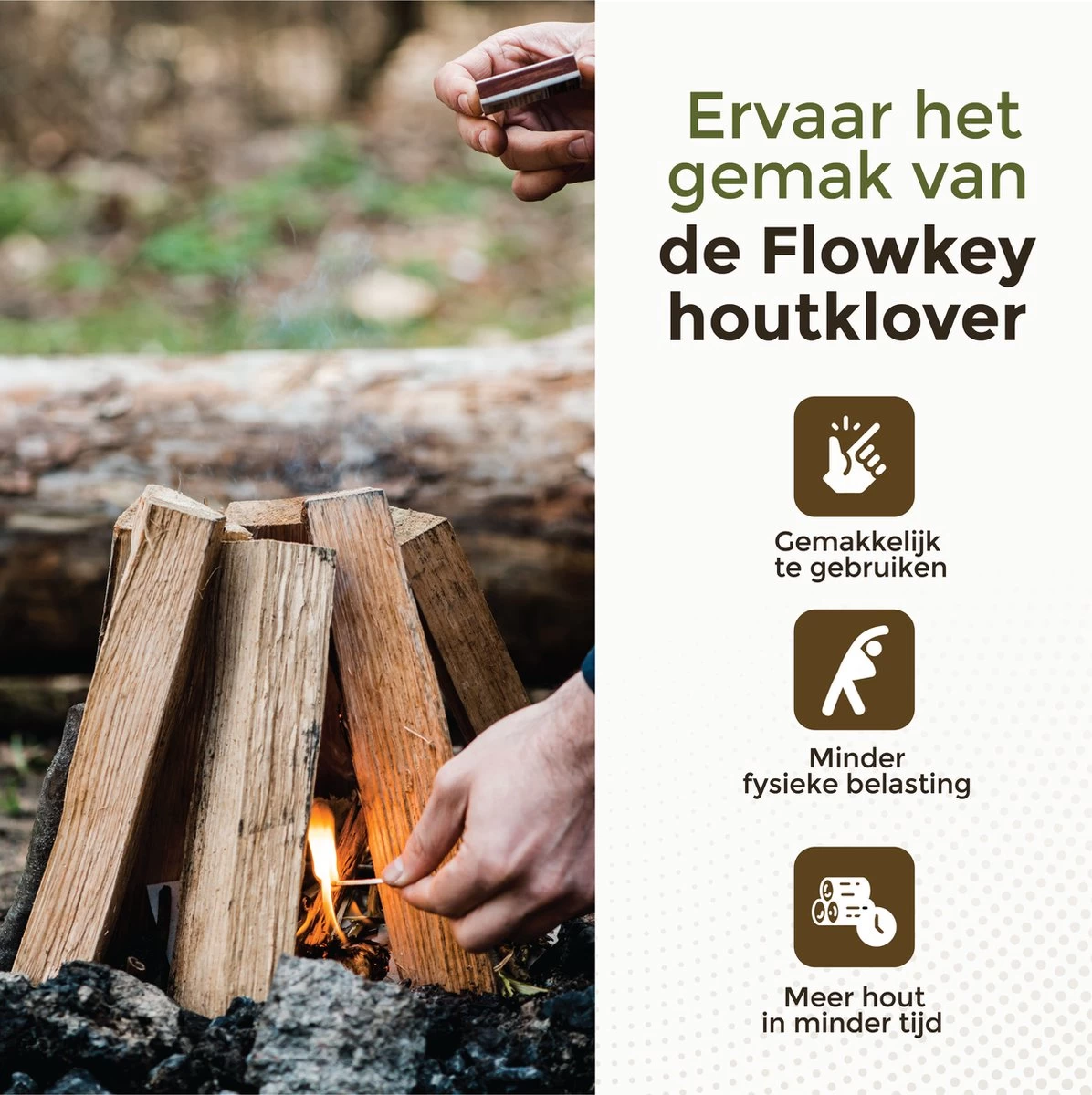 Flowkey® Houtklover XL - Houtsplijter Bijl - Houtkliever Kloofwig Gietijzer - Voor Hout & Aanmaakhout - Inclusief Gratis Hamer - Image 4