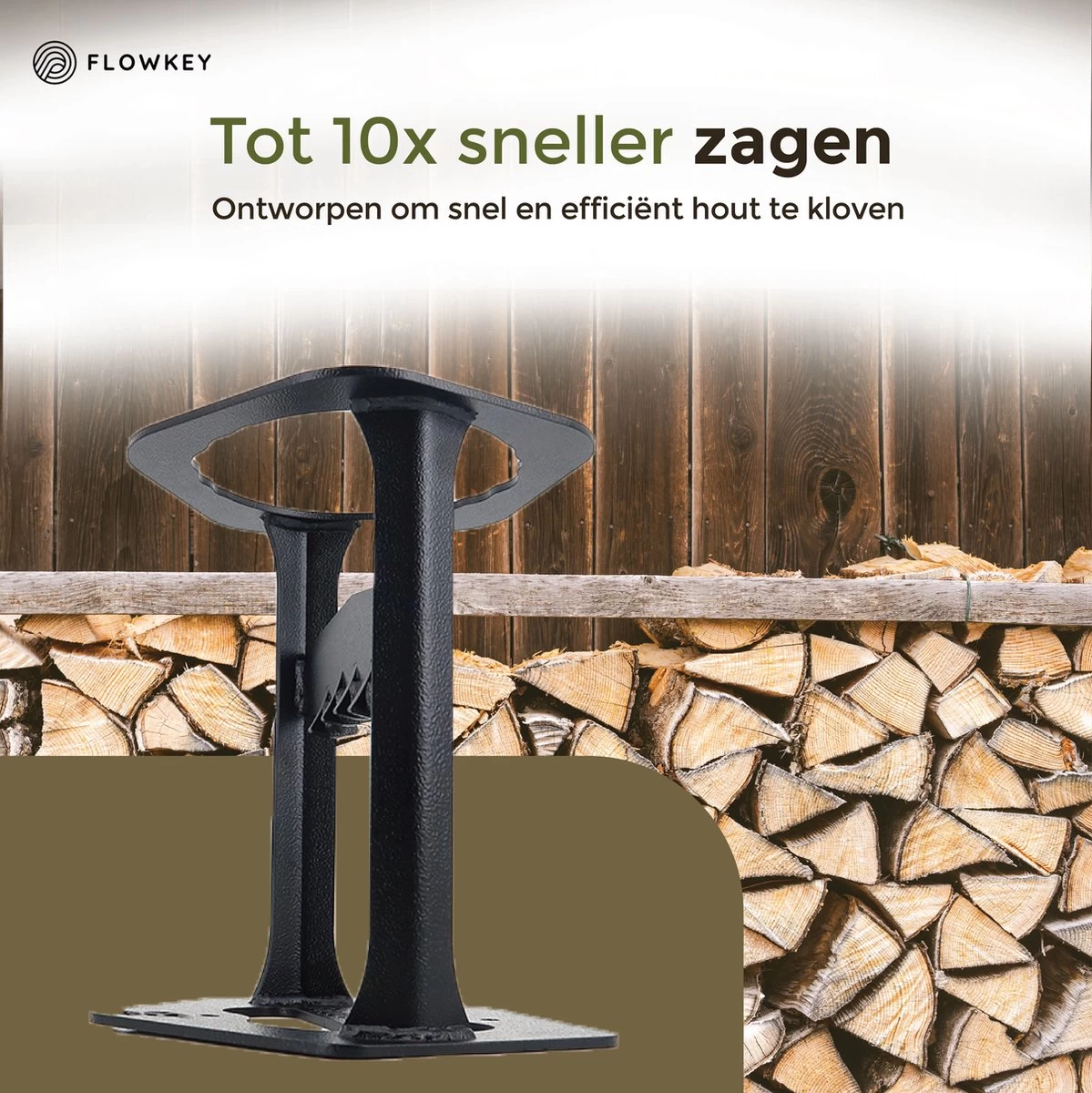 Flowkey® Houtklover XL - Houtsplijter Bijl - Houtkliever Kloofwig Gietijzer - Voor Hout & Aanmaakhout - Inclusief Gratis Hamer - Image 3