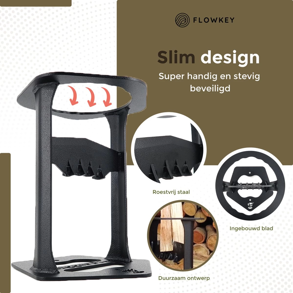 Flowkey® Houtklover XL - Houtsplijter Bijl - Houtkliever Kloofwig Gietijzer - Voor Hout & Aanmaakhout - Inclusief Gratis Hamer - Image 6