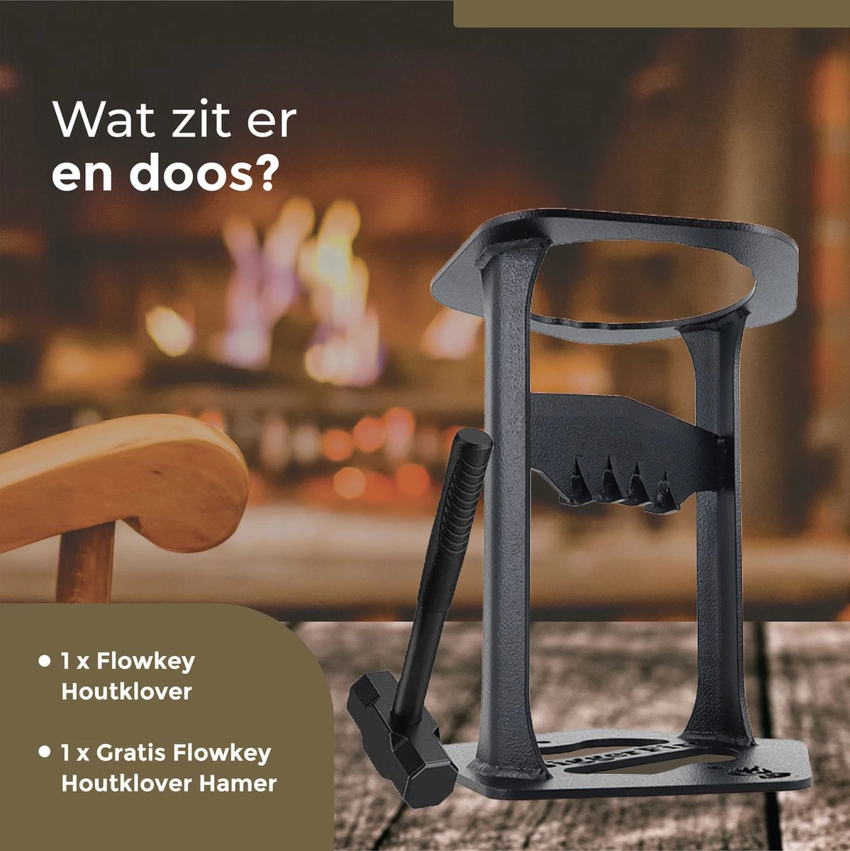 Flowkey® Houtklover XL - Houtsplijter Bijl - Houtkliever Kloofwig Gietijzer - Voor Hout & Aanmaakhout - Inclusief Gratis Hamer - Image 10