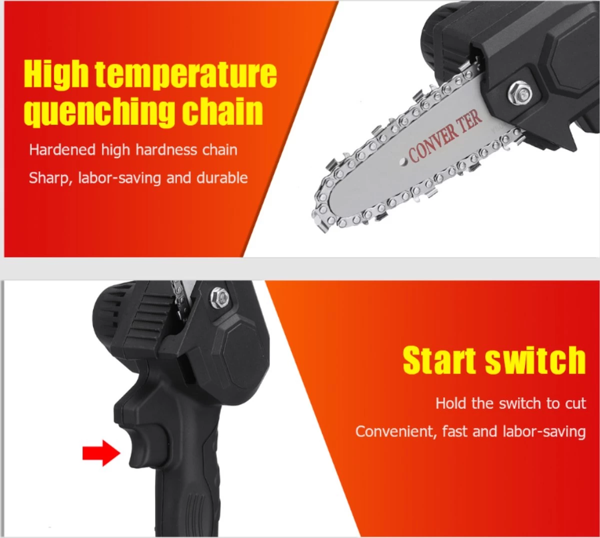 Violeworks® Accu Kettingzaag - Snoeizaag - Mini Kettingzaag - Handkettingzaag - Ook Voor Makita - Elektrische Kettingzaag - Elektrische Snoeischaar - Op Batterij - 2900 MAh - 1080W - 88V - Image 2