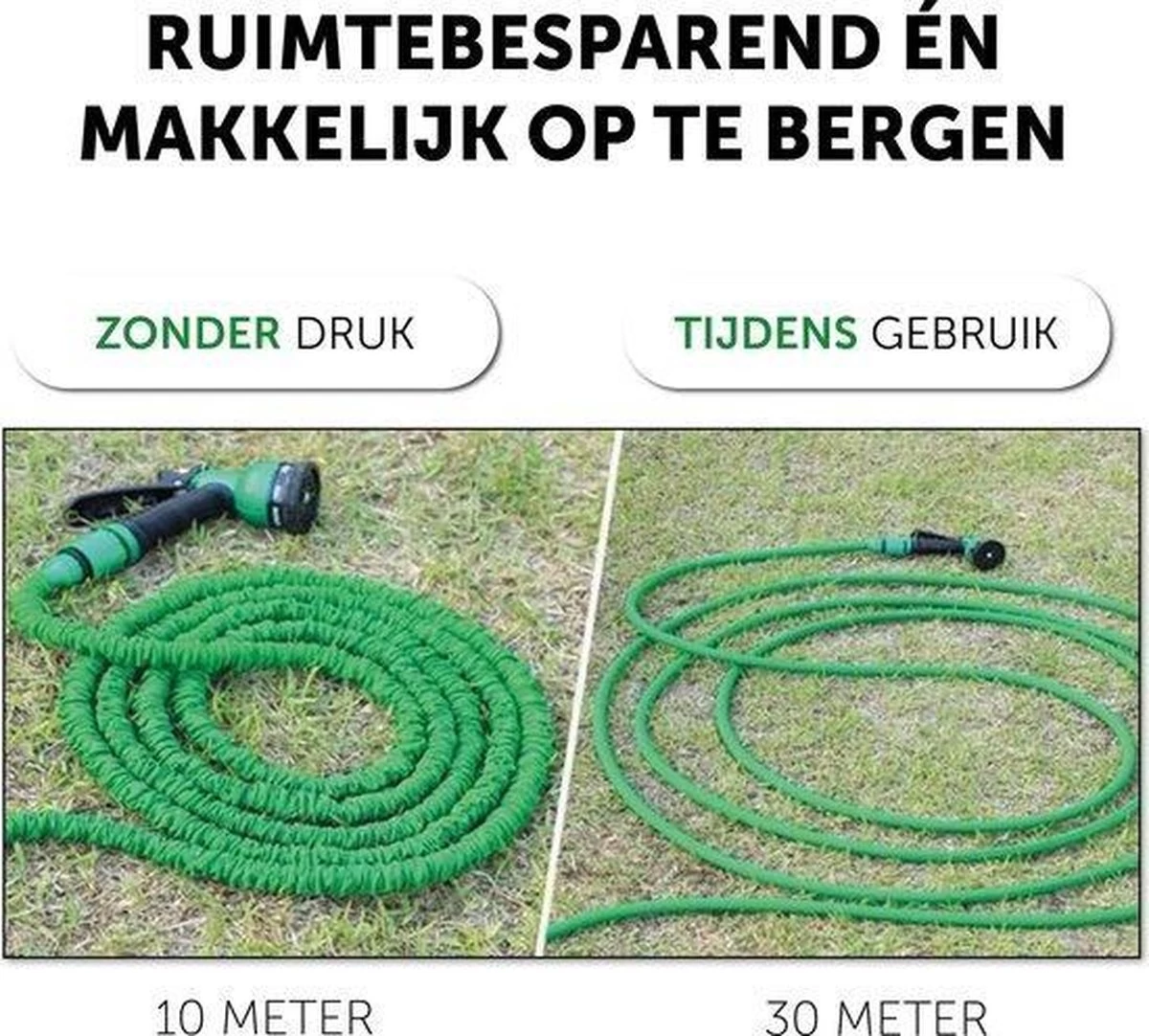 Merkloos Tuinslang - Tuinslag Flexibel - Tuinslag Flexibel 15M -15 Meter - Tuinslangen - Uitrekbaar - Met Koppelstuk - 7 In 1 Sproeikop - Image 7