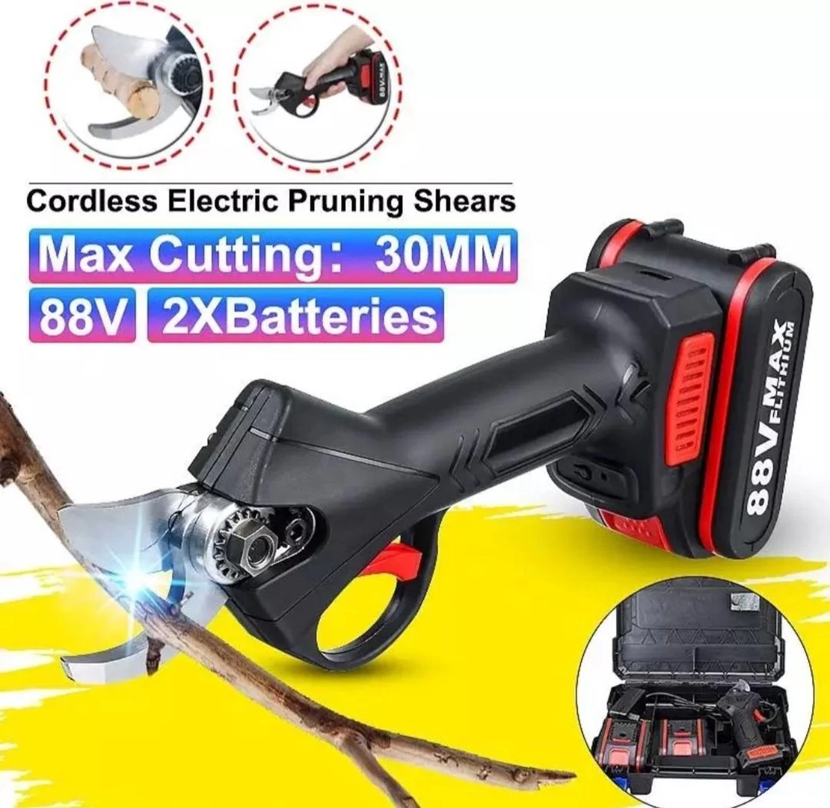 Accu Snoeischaar-88 VOLT-9000 MAh-COMPLETE SET-Professioneel-Hovenier-Tuinman - Image 4