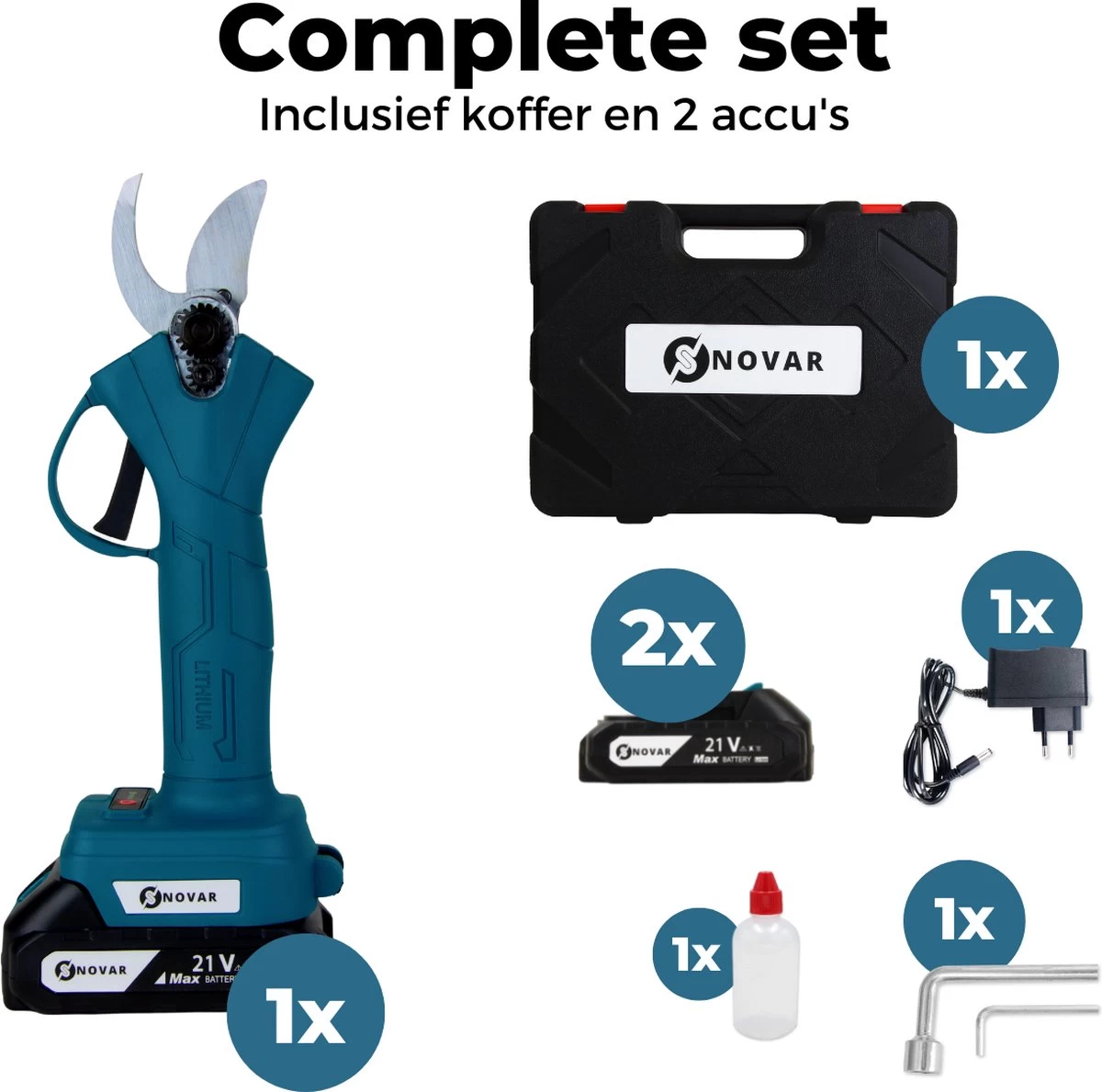 NovarGarden® Elektrische Snoeischaar NG1 - 2x Accu - Elektrisch - Takkenschaar - Op Batterij - 28mm - Image 11
