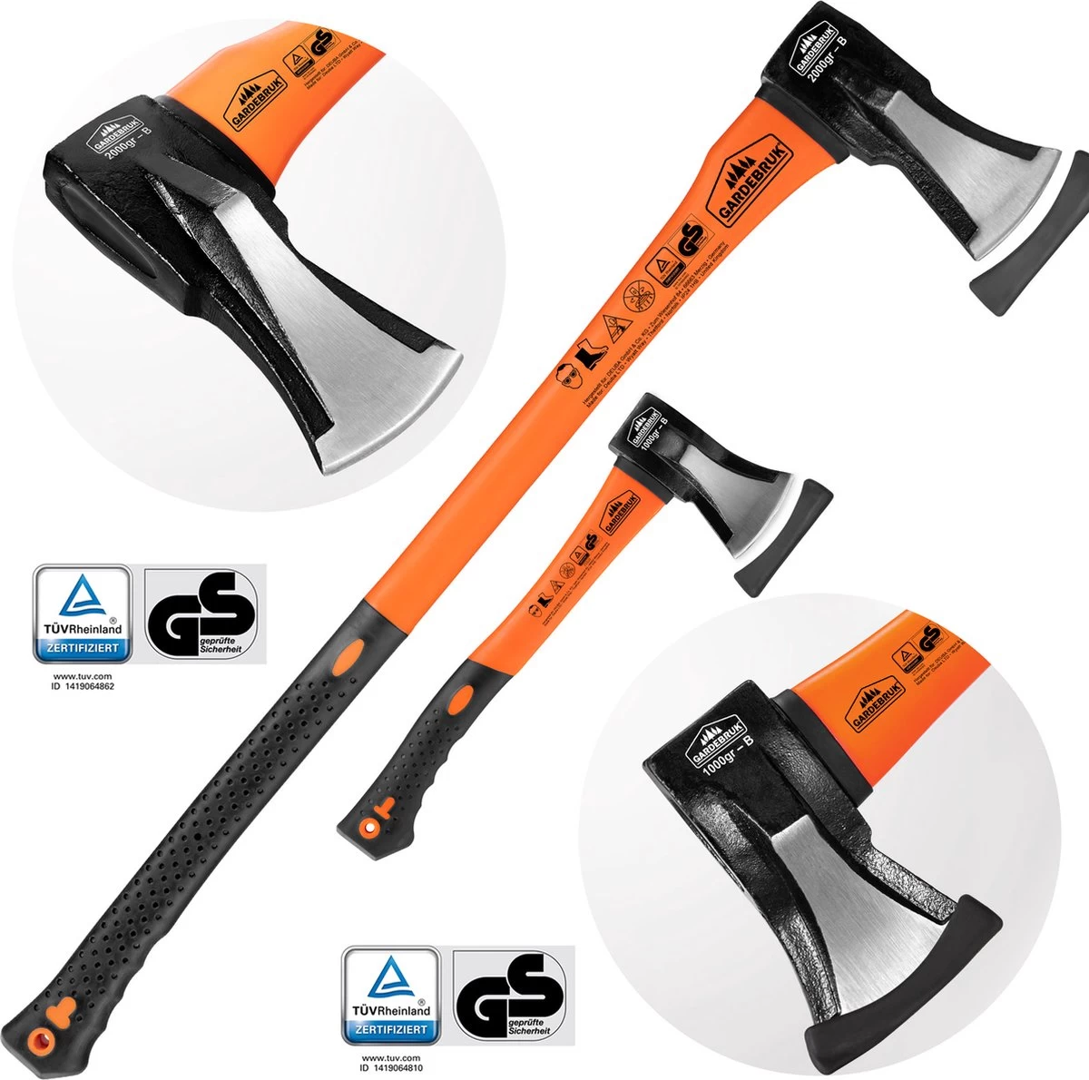 Merkloos Kliefhamer 3kg En Hakbijl 37cm Met Fiber Steel - Set Van 2 Stuks - Afbeelding 2