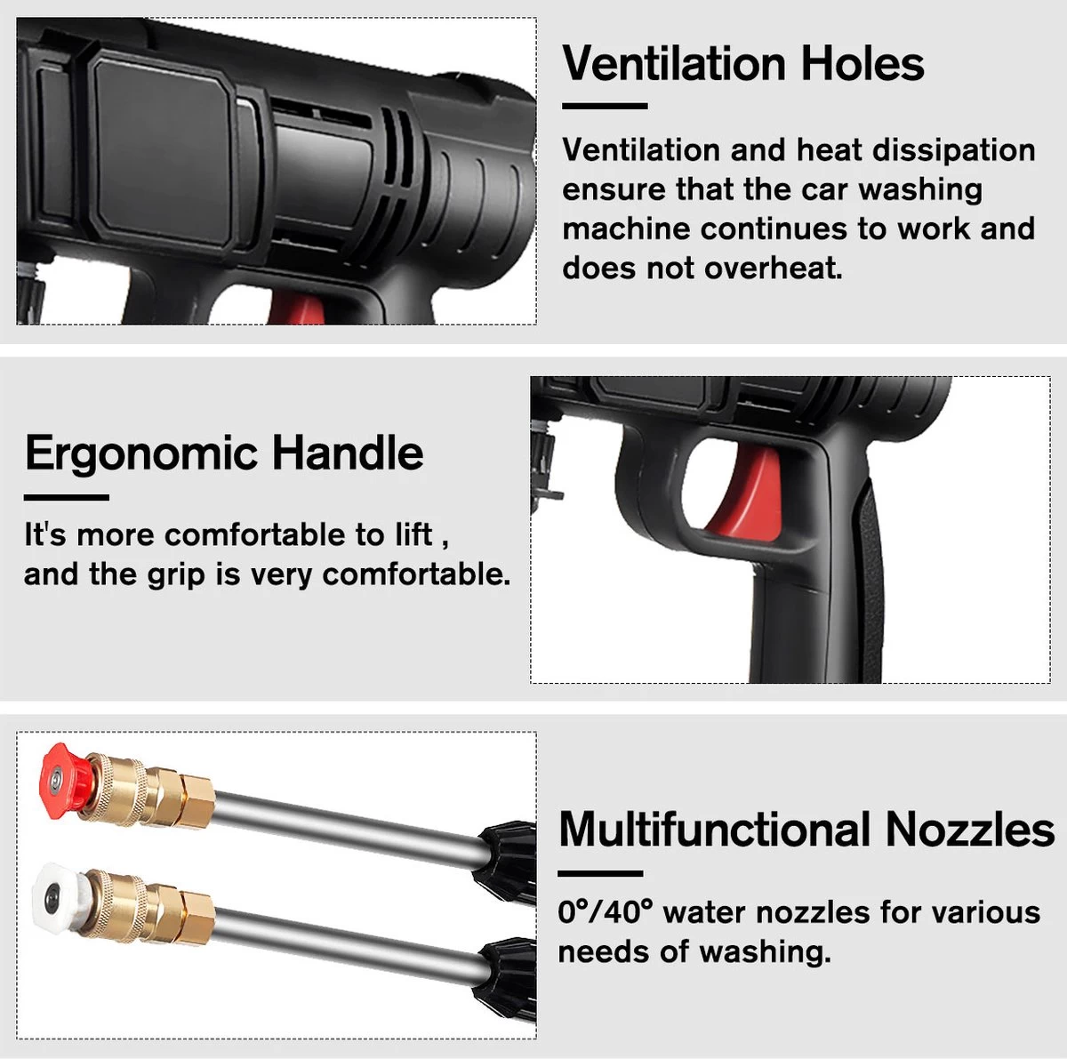 Merkloos Drillpro Elektrische Accu - Hogedrukreiniger - 30Bar - Multifunctioneel Mondstuk - Draagbaar Oplaadbaar Snoerloos - Zwart - Image 7