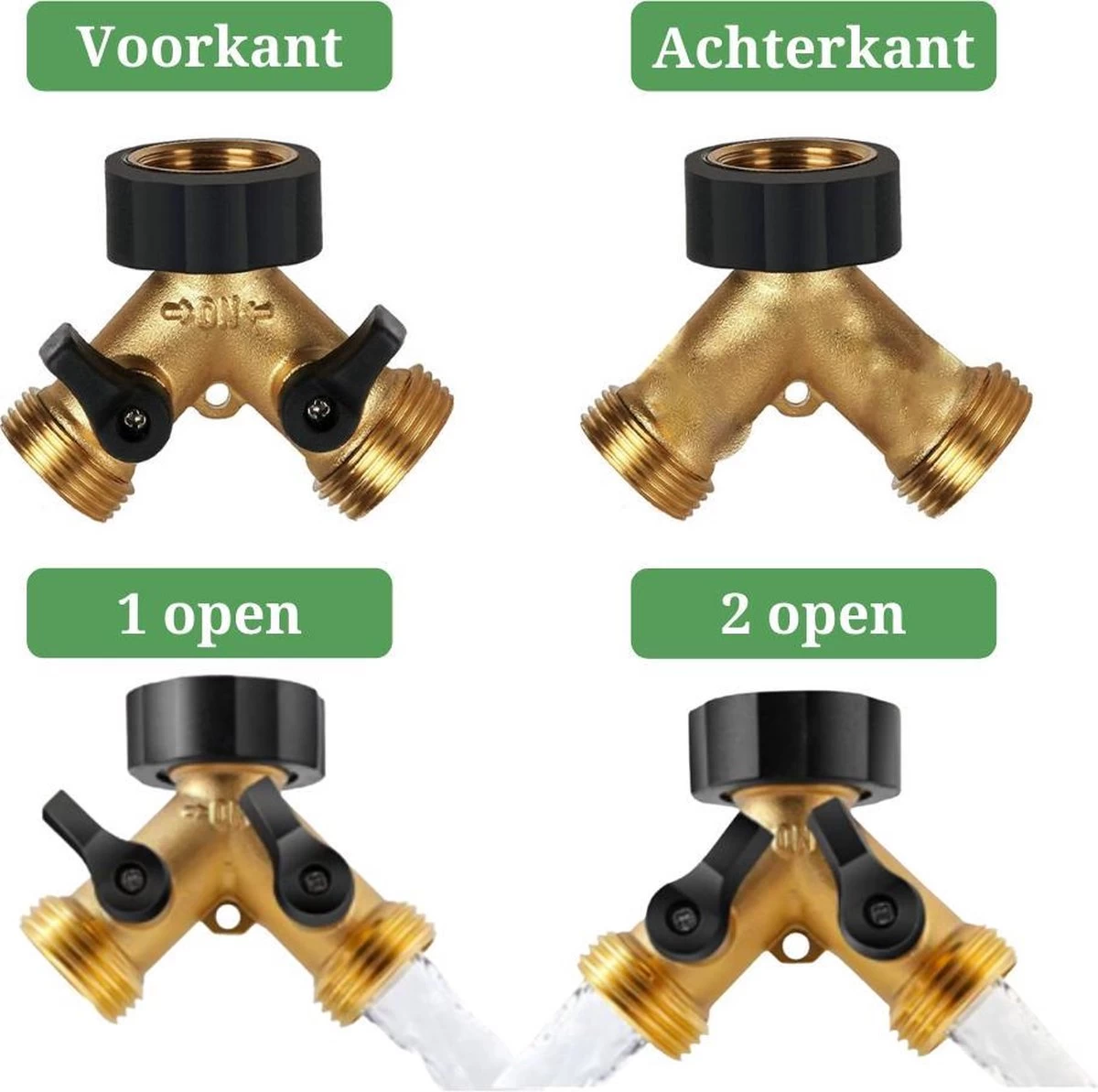 Y Stuk Kraan - Kraan Splitter - Waterverdeler - Buitenkraan - Waterverdeler 2 Weg – Messing - Afzonderlijk Af Te Sluiten - Image 7