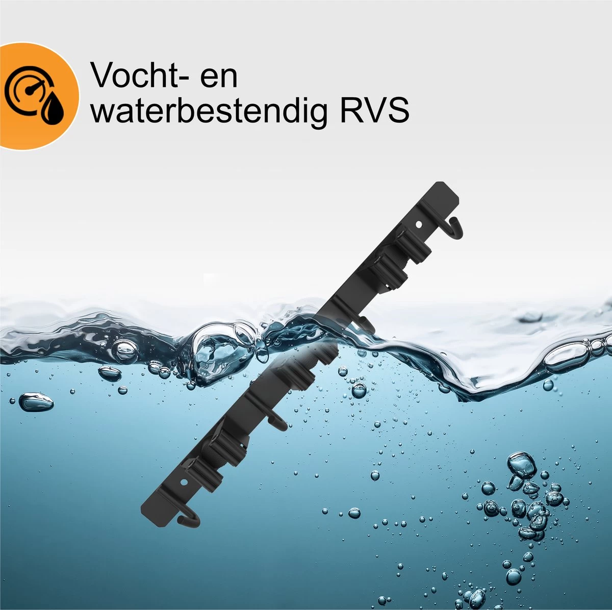 Volcan Bezemhouder - Bezem Ophangsysteem Tuingereedschap - Gereedschapshouder - Zelfklevend - 3M Tape - 3 Houders 4 Haken - RVS Zwart - Image 4