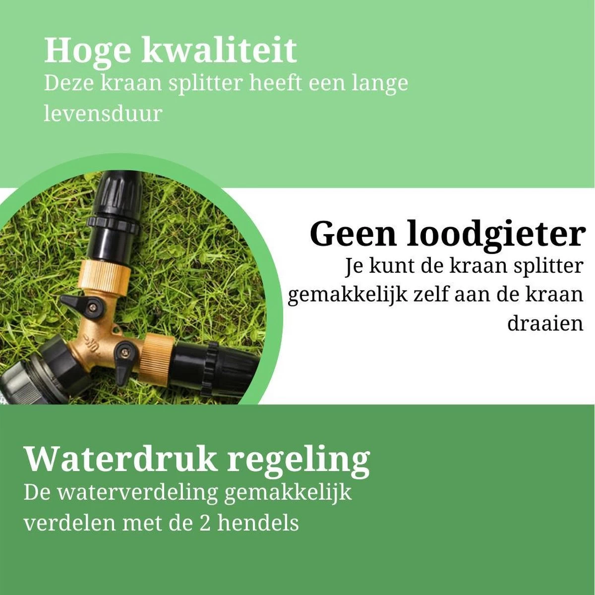 Y Stuk Kraan - Kraan Splitter - Waterverdeler - Buitenkraan - Waterverdeler 2 Weg – Messing - Afzonderlijk Af Te Sluiten - Image 4