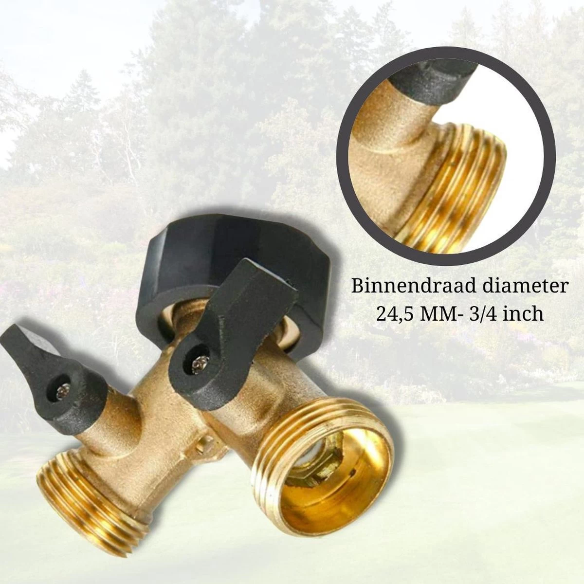 Y Stuk Kraan - Kraan Splitter - Waterverdeler - Buitenkraan - Waterverdeler 2 Weg – Messing - Afzonderlijk Af Te Sluiten - Image 9