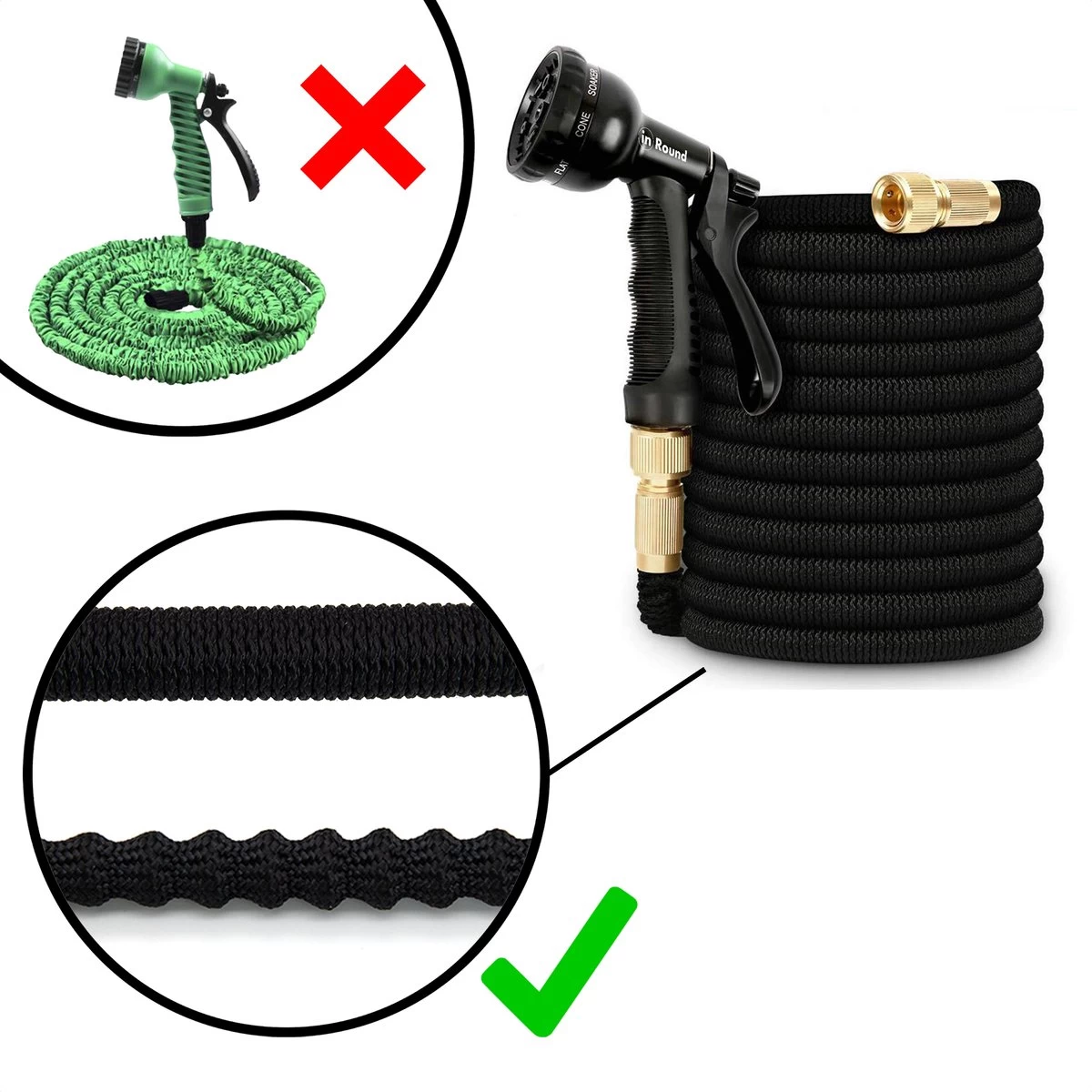 In Round Flexibele Tuinslang – 22,5 Meter – Sproeikop, Tuinslanghouder - Image 3