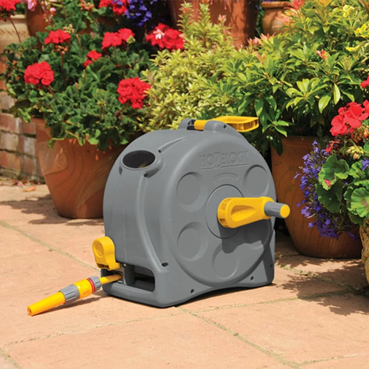 Hozelock Compact Enclosed Reel 2 In 1 - 25 Meter - Slangbox En Muurhaspel In één - Grijs - Image 2