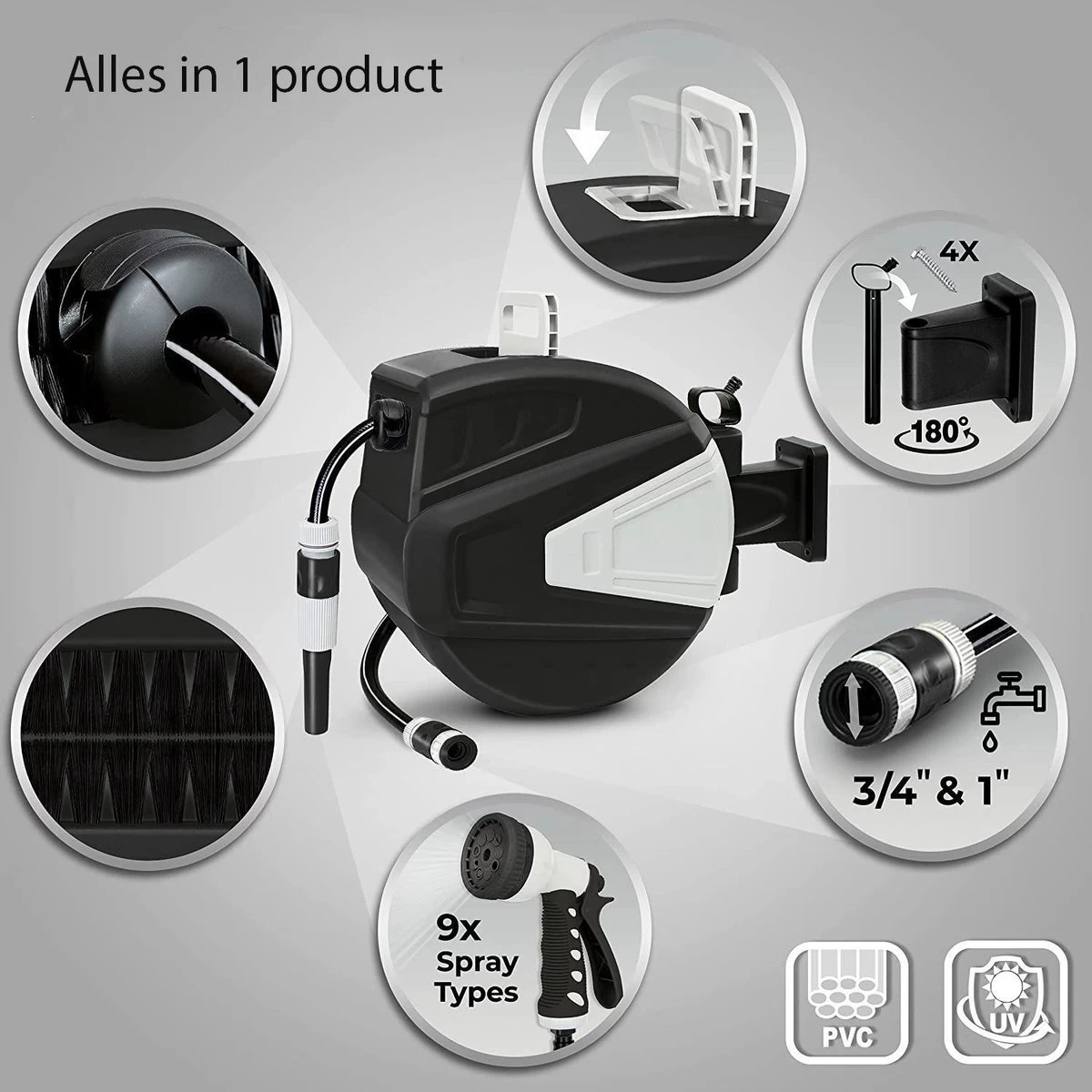 Sens Design Slanghaspel - Tuinslang Haspel - Automatisch - Zwart - 20m - Image 7