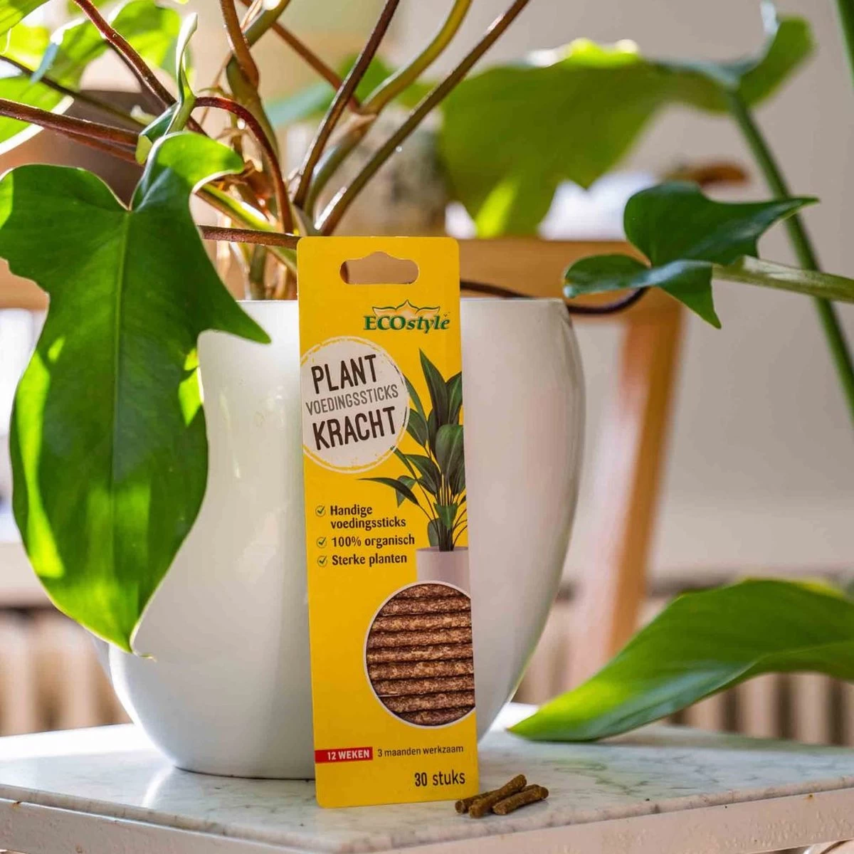 ECOstyle PlantKracht Voedingssticks - Sterke En Weerbare Potplanten - 100% Organische Planten - 120 Dagen Voeding - 30 Stuks - Image 3