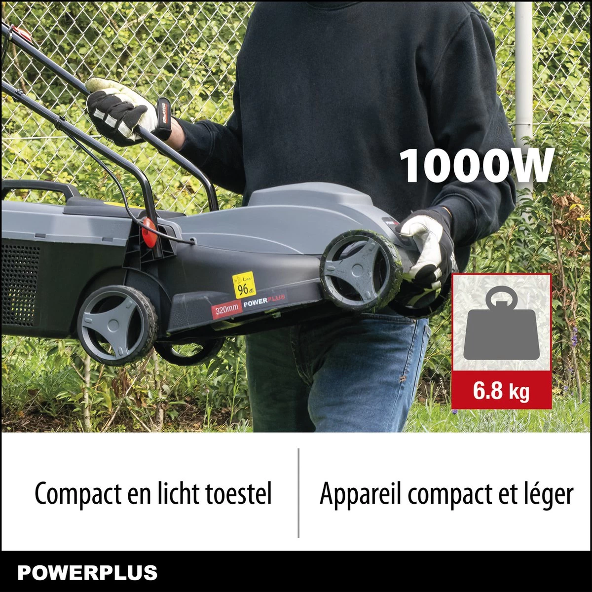 Powerplus POWEG63703 Elektrische Grasmaaier - Grasmachine Voor Kleine Tuin - 1000 W - 32cm Maaibreedte - 30L Opvangbak - Verstelbare Maaihoogte - Image 2