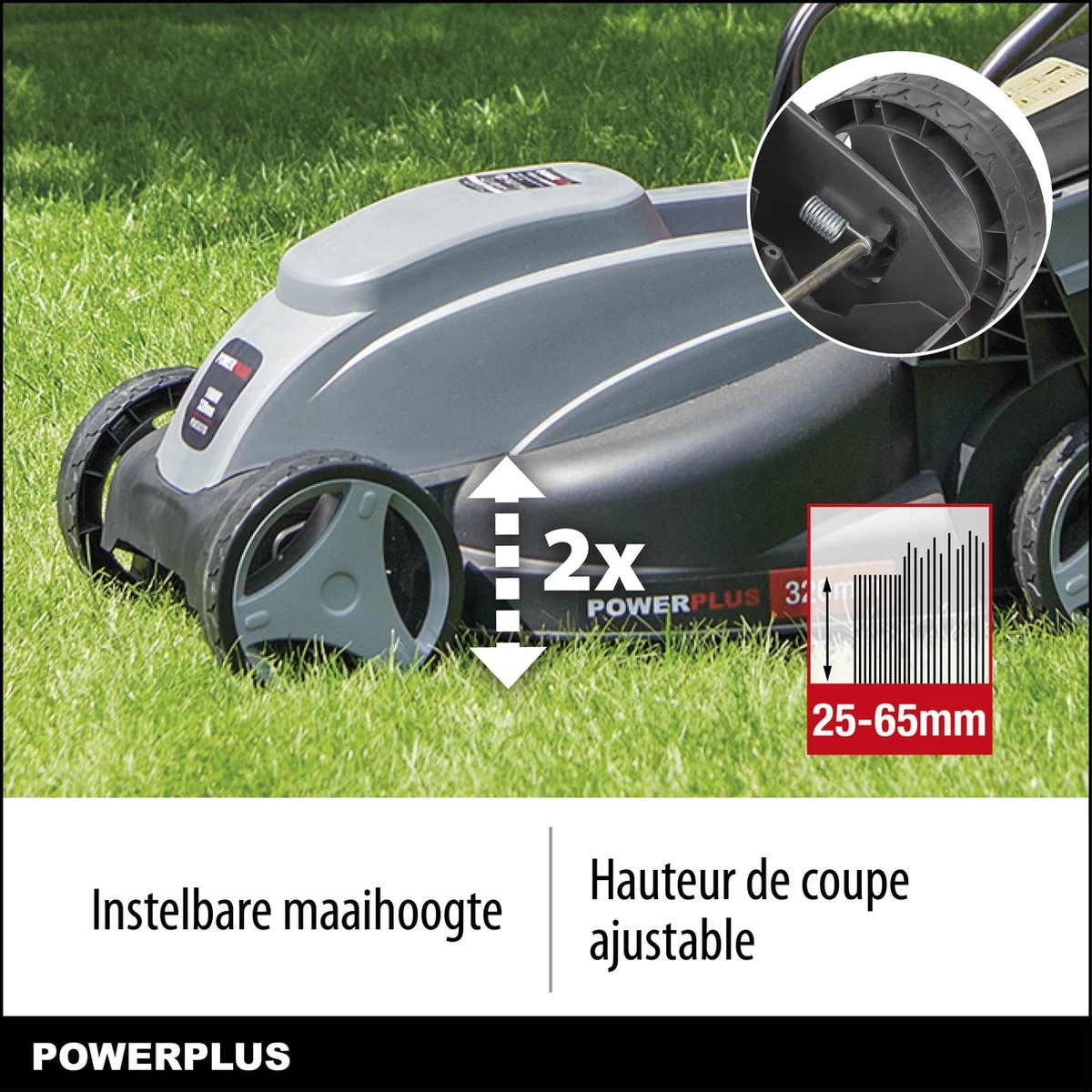 Powerplus POWEG63703 Elektrische Grasmaaier - Grasmachine Voor Kleine Tuin - 1000 W - 32cm Maaibreedte - 30L Opvangbak - Verstelbare Maaihoogte - Image 5