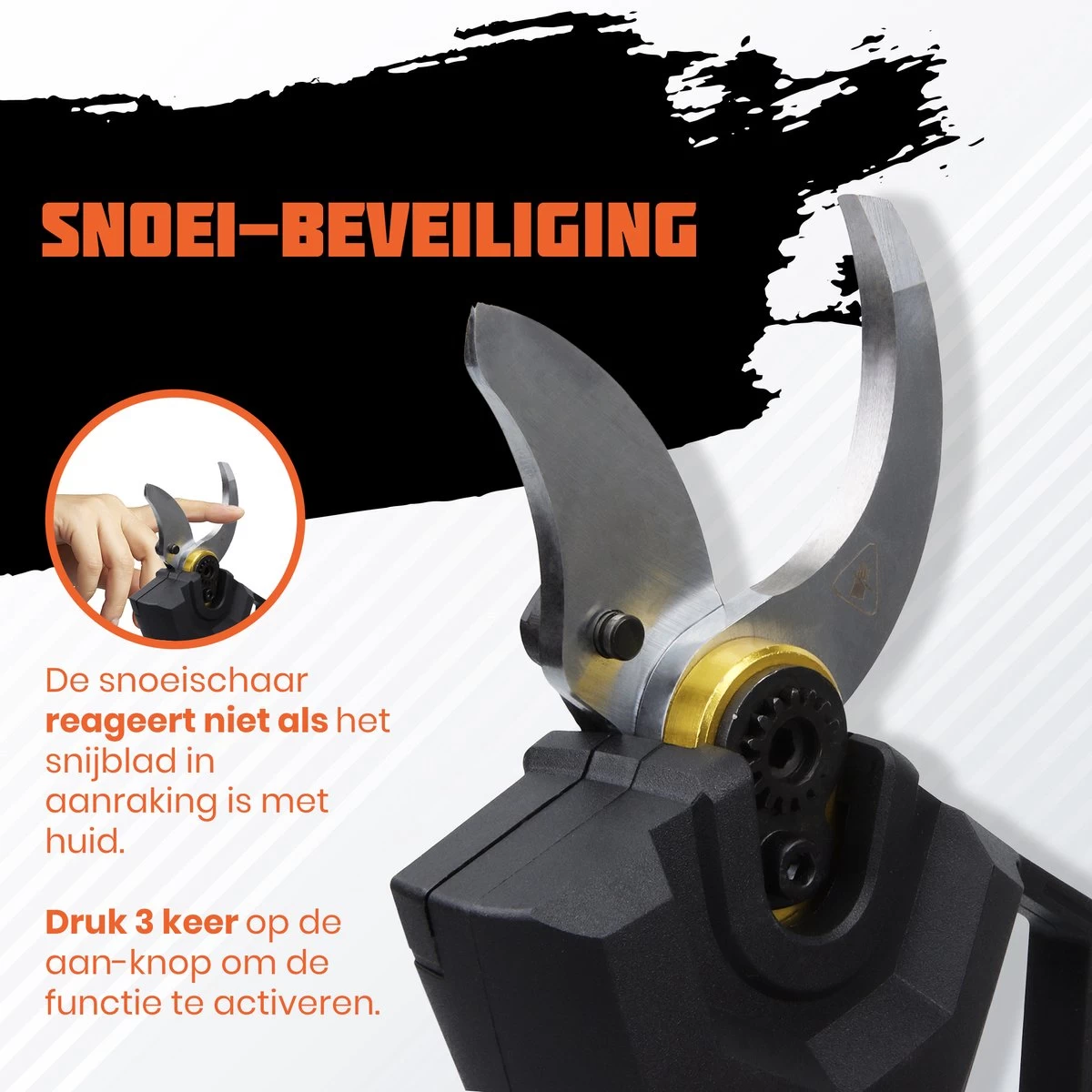 Reichlër® Elektrische Snoeischaar - 40 Mm Snijdiameter - 2x Accu - Anti-cut Functie - Heggenschaar - Takkenschaar - Zwart - Image 5