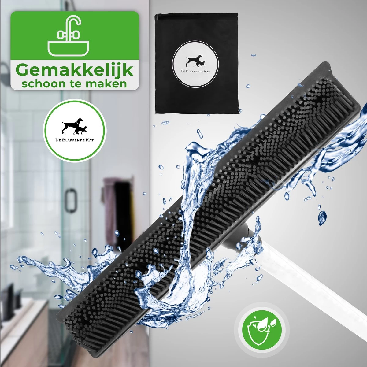 De Blaffende Kat 2 In 1 Rubberen Bezem – Bezem Binnen & Buiten – Vloerwisser Met Steel - Vloertrekker – Veger - Extra Lang 160cm - Image 8