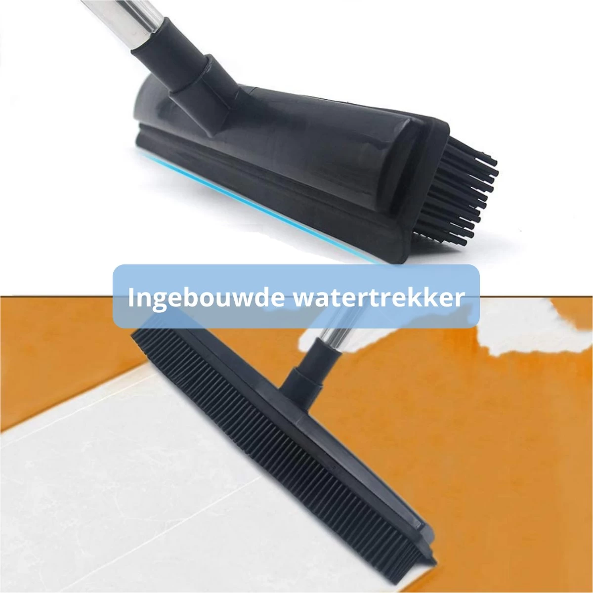 De Blaffende Kat 2 In 1 Rubberen Bezem – Bezem Binnen & Buiten – Vloerwisser Met Steel - Vloertrekker – Veger - Extra Lang 160cm - Image 9
