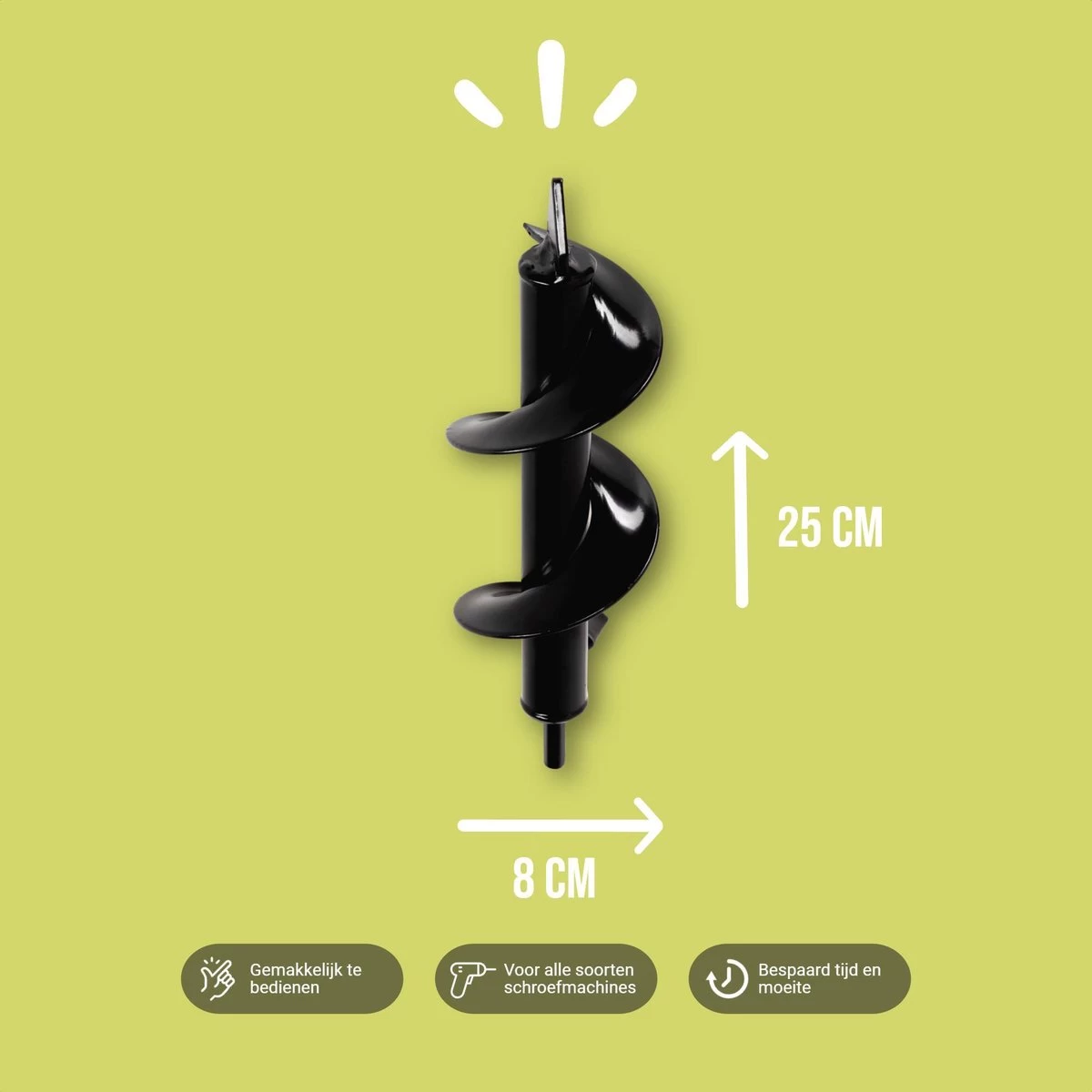 Merkloos Grondboor Voor Planten - 25 CM - Palenboor - Moestuin - Bollenplanter - Zwart - Image 2