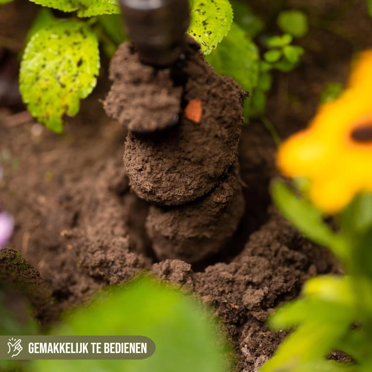 Merkloos Grondboor Voor Planten - 25 CM - Palenboor - Moestuin - Bollenplanter - Zwart - Image 4