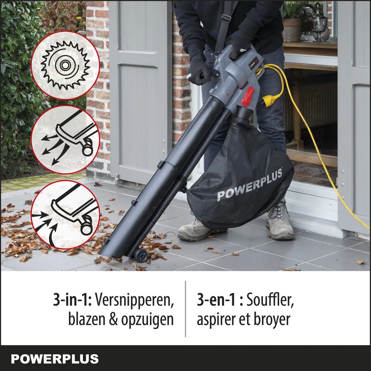 Powerplus POWEG9013 Elektrische Bladblazer - Bladzuiger En -versnipperaar - 3300W - Blazen - Zuigen - Versnipperen - Incl. 40L Opvangzak - Image 5