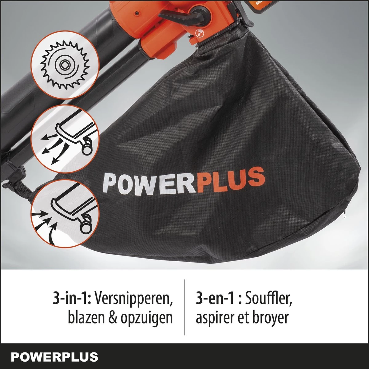 Powerplus Dual Power POWDPG75270 Bladblazer - Bladzuiger En -versnipperaar - Brushless - Blazen - Zuigen - Versnipperen - Excl. Accu En Lader - Incl. Opvangzak 45L - Image 7