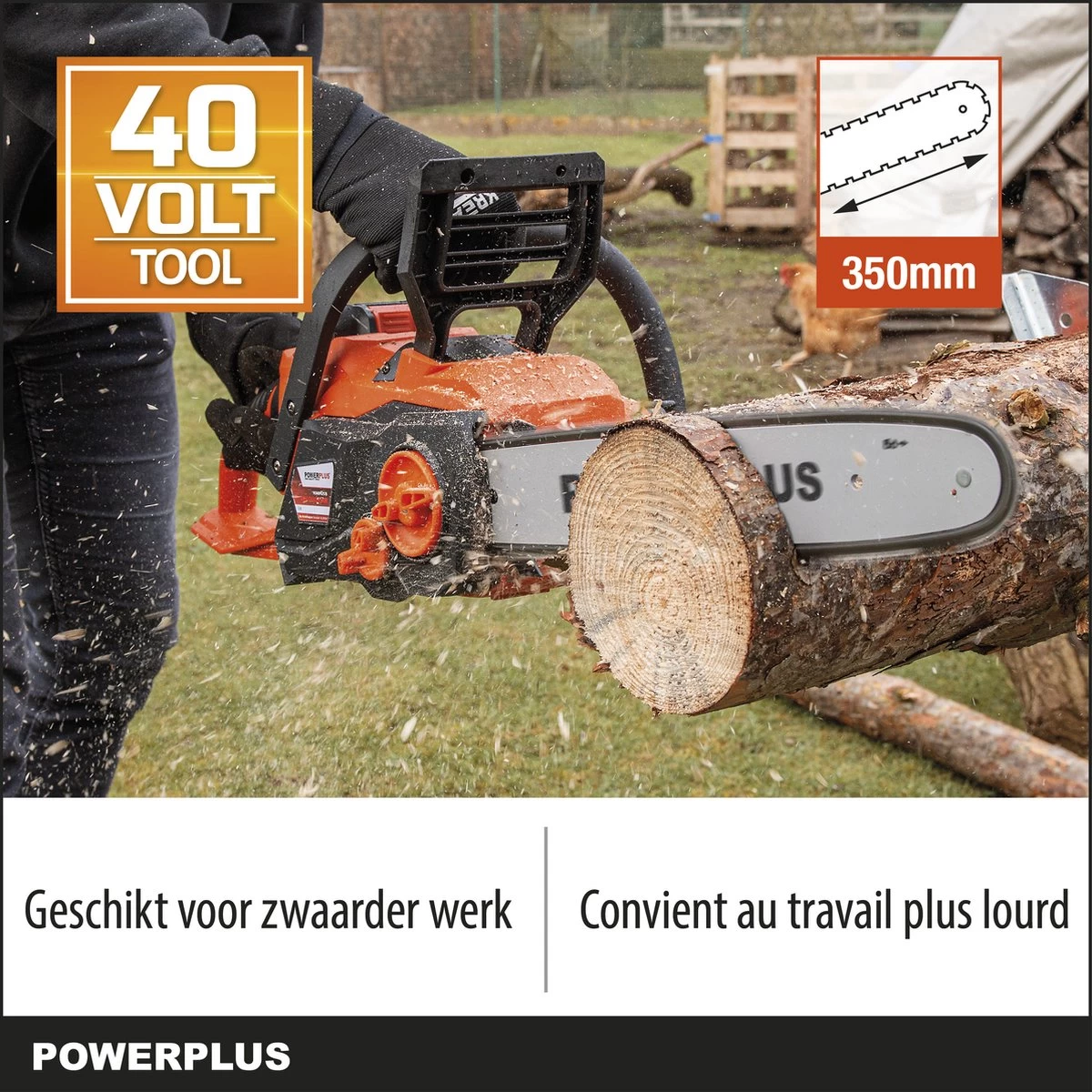 Powerplus Dual Power POWDPGSET33 Accu Kettingzaag - 40V - 30 Cm Zwaardlengte -2x20V Accu -1 X Lader - Image 2
