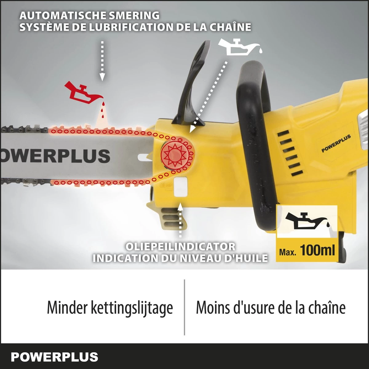 Powerplus POWXG1032 Elektrische Kettingzaag - 900W - Zwaardlengte 300mm - Automatische Kettingsmering - Incl. 1x Ketting En 1x Zwaard - Image 5