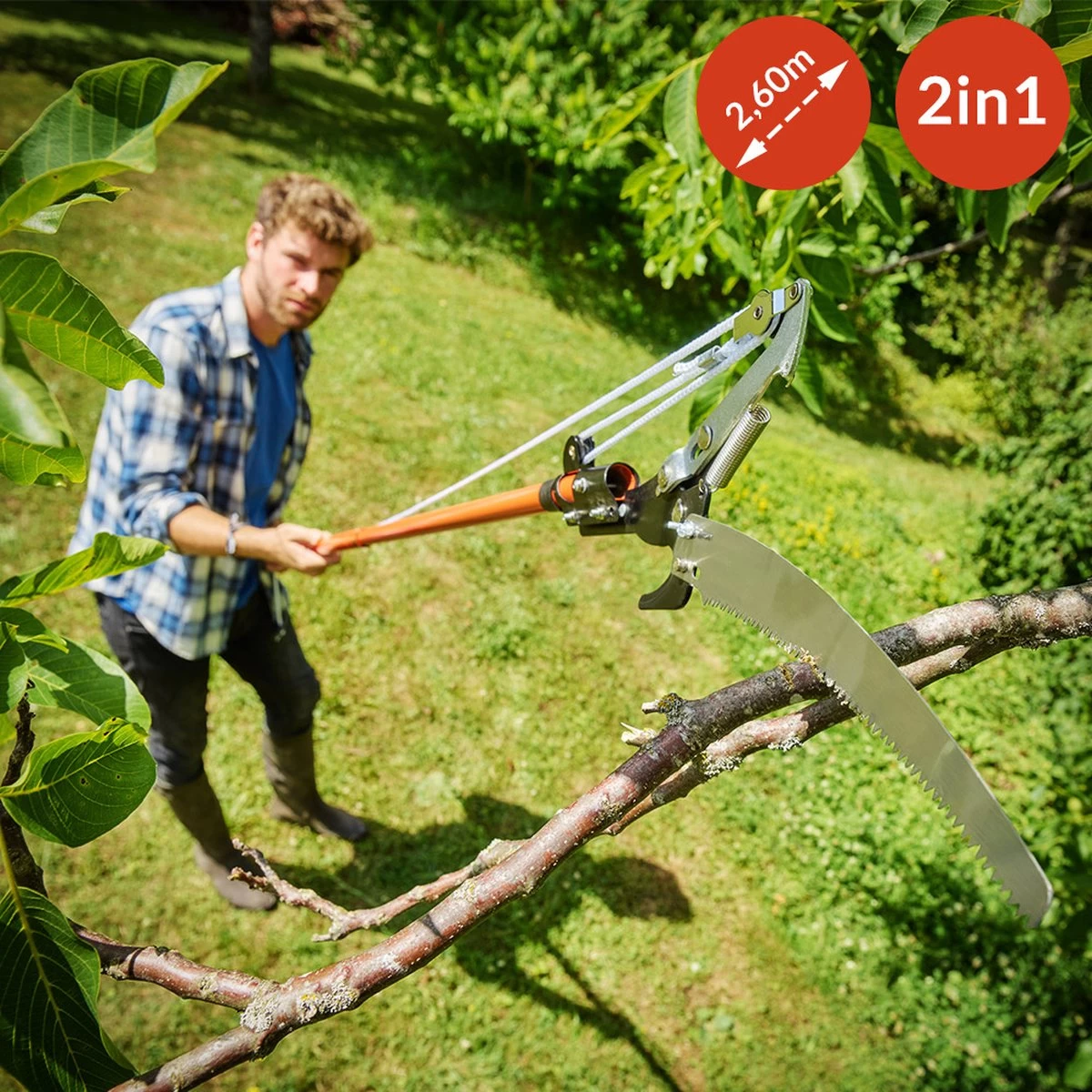 Gardebruk Takkenzaag Telescopisch - 2in1 Zaag & Snoeischaar - Oranje - Image 6