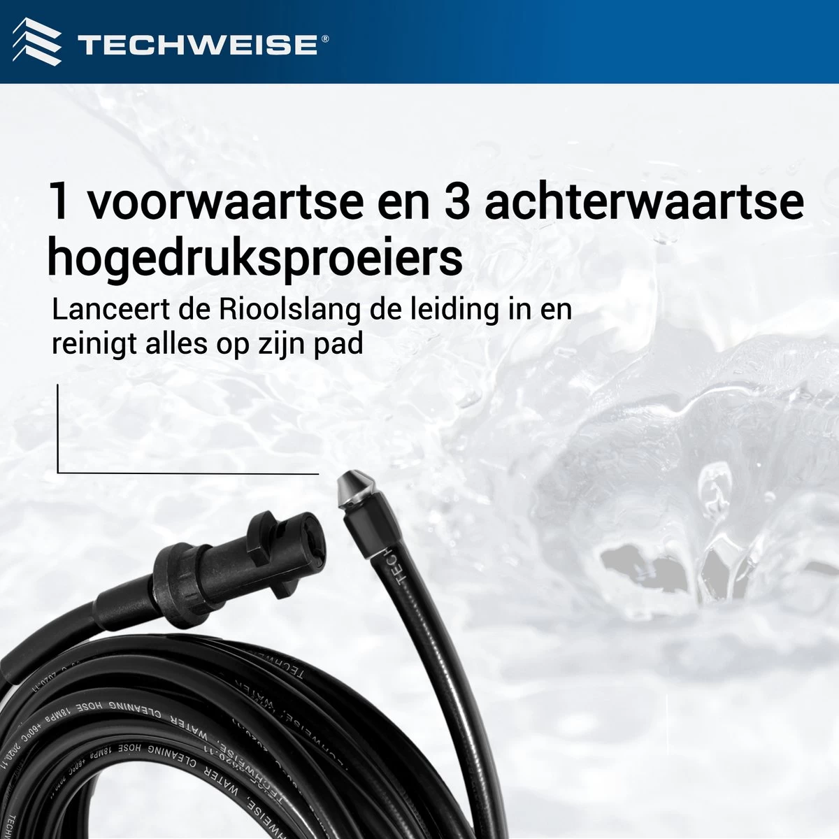 Techweise - Rioolslang Voor Kärcher K2 T/m K7 - 15M - Met Voorwaartse Hogedruksproeiers - Image 9