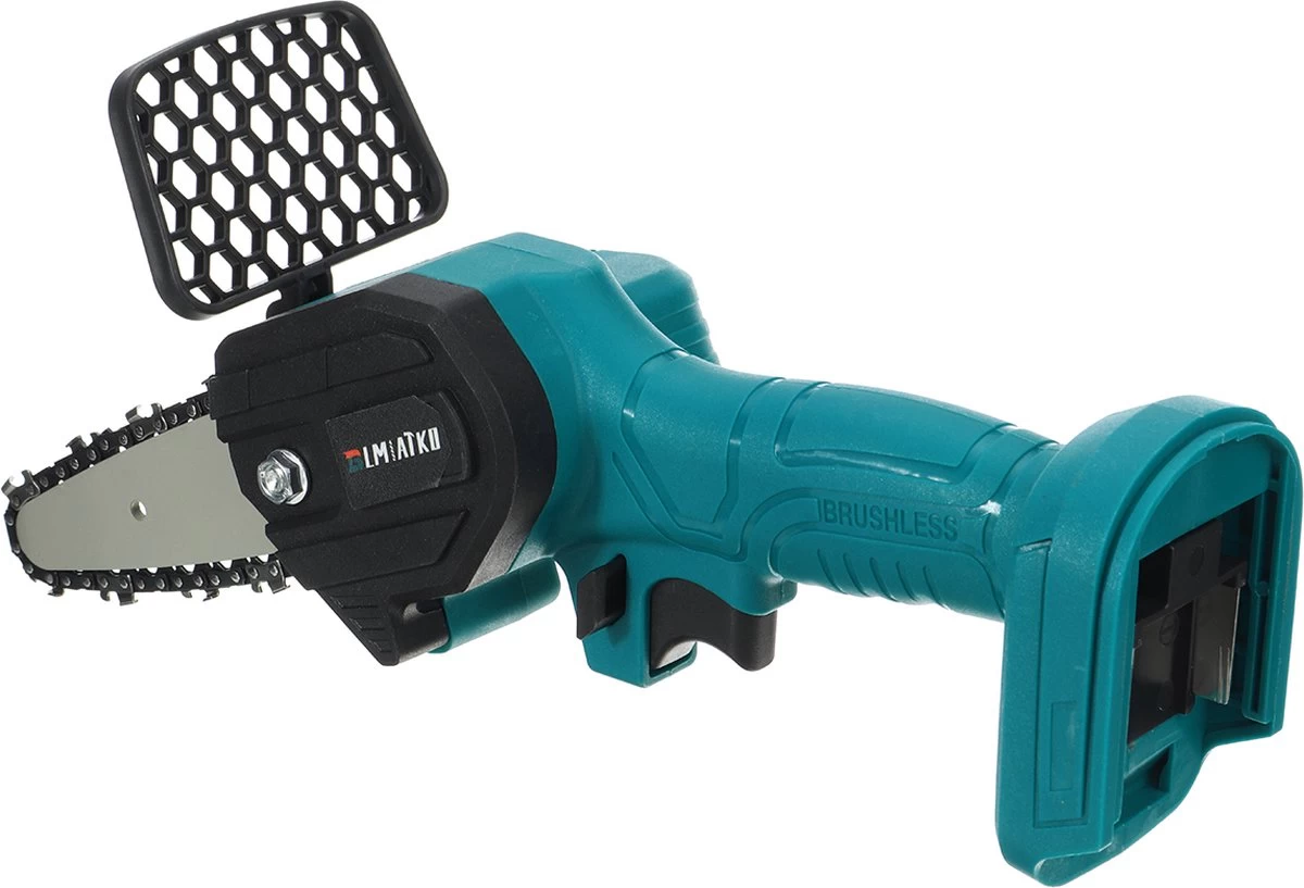 Merkloos Mini Accu Kettingzaag - 4 Inch Elektrische Boomzaag - Handkettingzaag - Met 2 Accu En 1 Oplader - Voor Tuinboom Ranch Bomen Snijden Hout- Blauw - Image 9