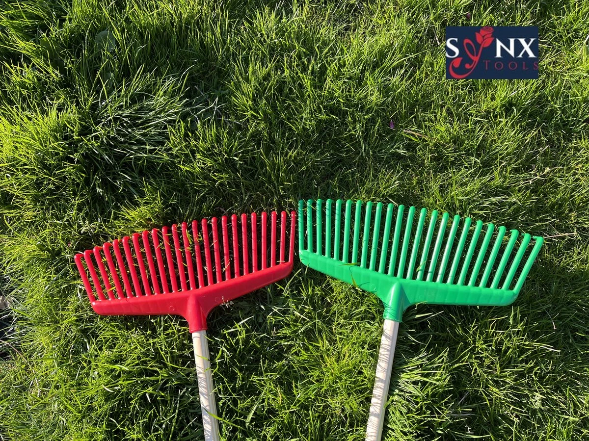 Synx Tools Gazonhark Bladhark 23 Tanden Hark - Harken - Grashark- Gazon - Kunststof Blauw/groen -Met Steel 120cm - Image 2