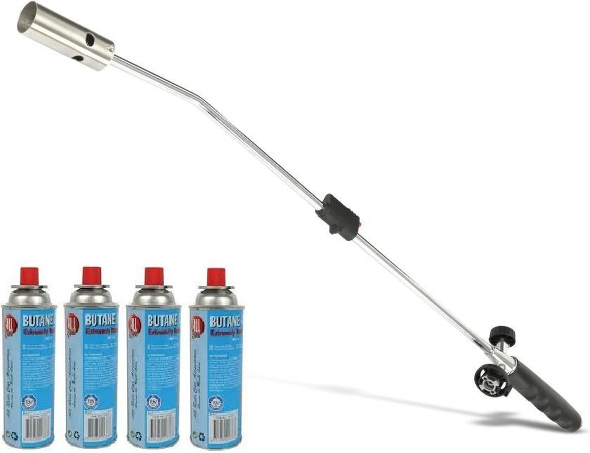 Kinzo Onkruidbrander Met Gasflessen - Regelbare Gastoevoer - Inclusief 4 Gasflessen