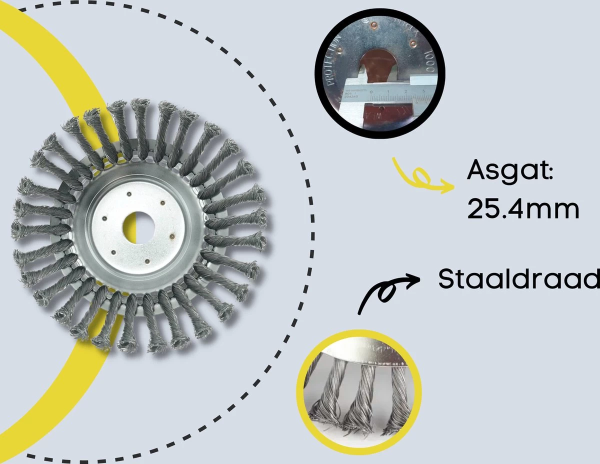 Merkloos Onkruidborstel Voor Bosmaaier | 200mm 20 Cm Staalborstel Nieuw | Universele Onkruidborstel 200 Mm - Onkruidverwijderaar - Voegenborstel - Grastrimmer - Image 6