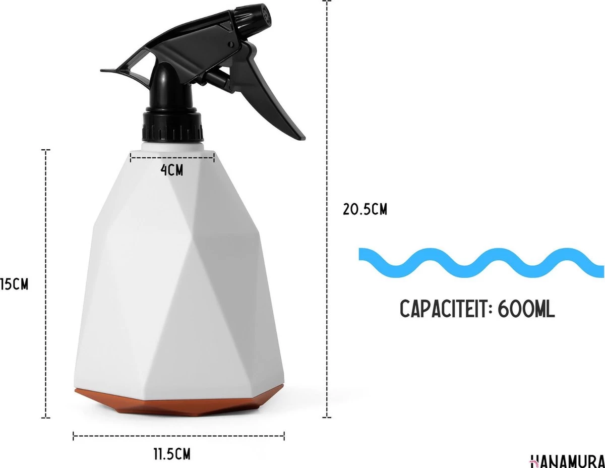 Hanamura Plantenspuit – Sprayflacon – Waterverstuiver – Wit – 600ml - Image 2