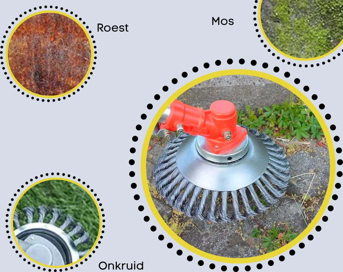 Merkloos Onkruidborstel Voor Bosmaaier | 200mm 20 Cm Staalborstel Nieuw | Universele Onkruidborstel 200 Mm - Onkruidverwijderaar - Voegenborstel - Grastrimmer - Image 7