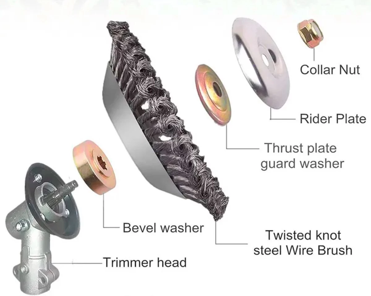 Merkloos Onkruidborstel Voor Bosmaaier | 200mm 20 Cm Staalborstel Nieuw | Universele Onkruidborstel 200 Mm - Onkruidverwijderaar - Voegenborstel - Grastrimmer - Image 5