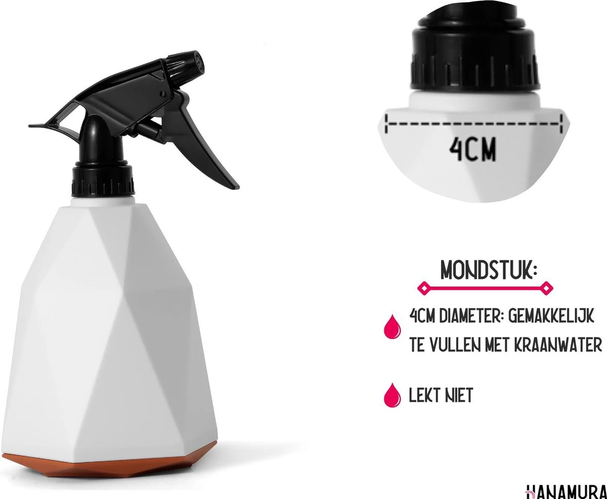 Hanamura Plantenspuit – Sprayflacon – Waterverstuiver – Wit – 600ml - Image 3