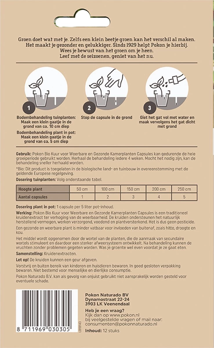 Pokon Bio Kuur Voor Weerbare En Gezonde Kamerplanten - Capsules - 12 Stuks - Geschikt Voor Alle Kamer-, Buitenplanten En Moestuin - Image 3