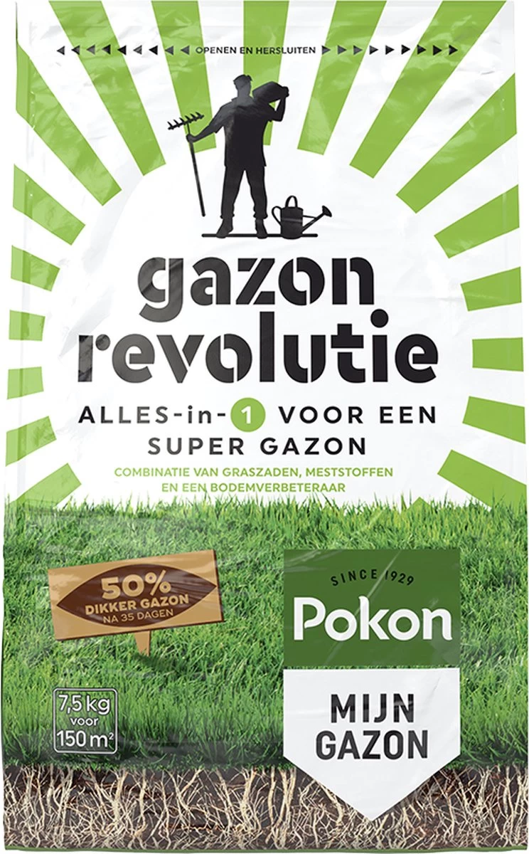 Pokon Gazon Revolutie - 7,5kg - Gazonmest / Graszaad / Bodemverbeteraar - Geschikt Voor 150m² - Binnen 15 Dagen Resultaat - Image 5